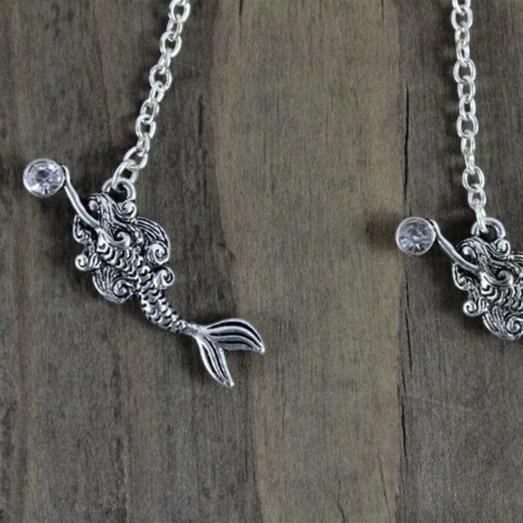 Hand crafted Fresh Water Pearl & Mermaid Dangle Earrings - Picture 5 of 6